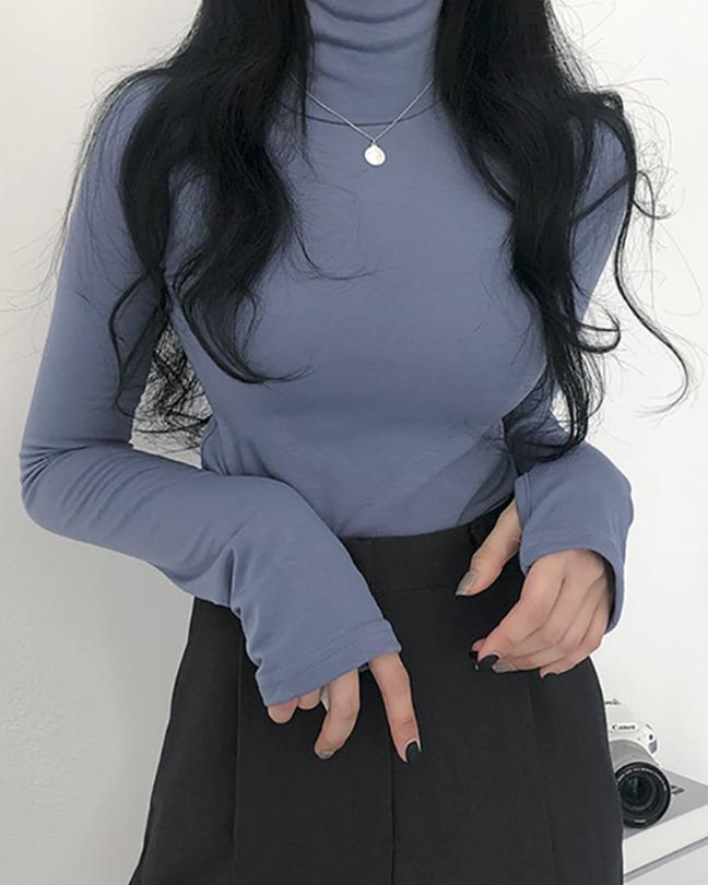 베이델리 1+1할인 [기모안감/가격실화?] 속기모 스판 워머 목폴라 티셔츠