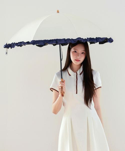 2WAY 프릴 2단 암막 양산 뱀부 곡자형 M50DQ-082PO (일본 우양산)