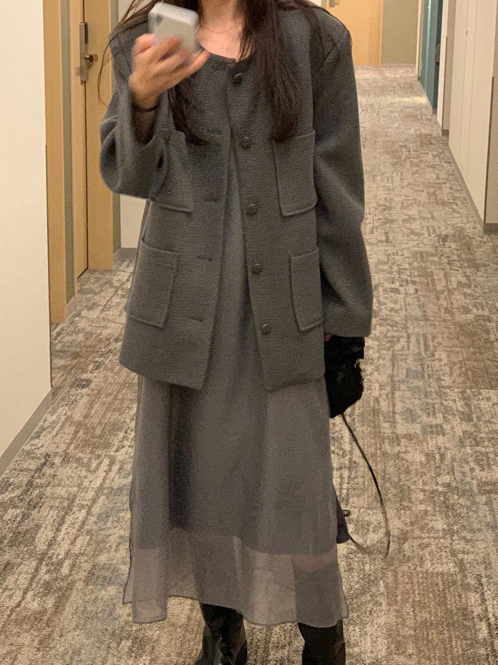 [리어스 제작] 몬트 트위드 자켓 (charcoal-grey)