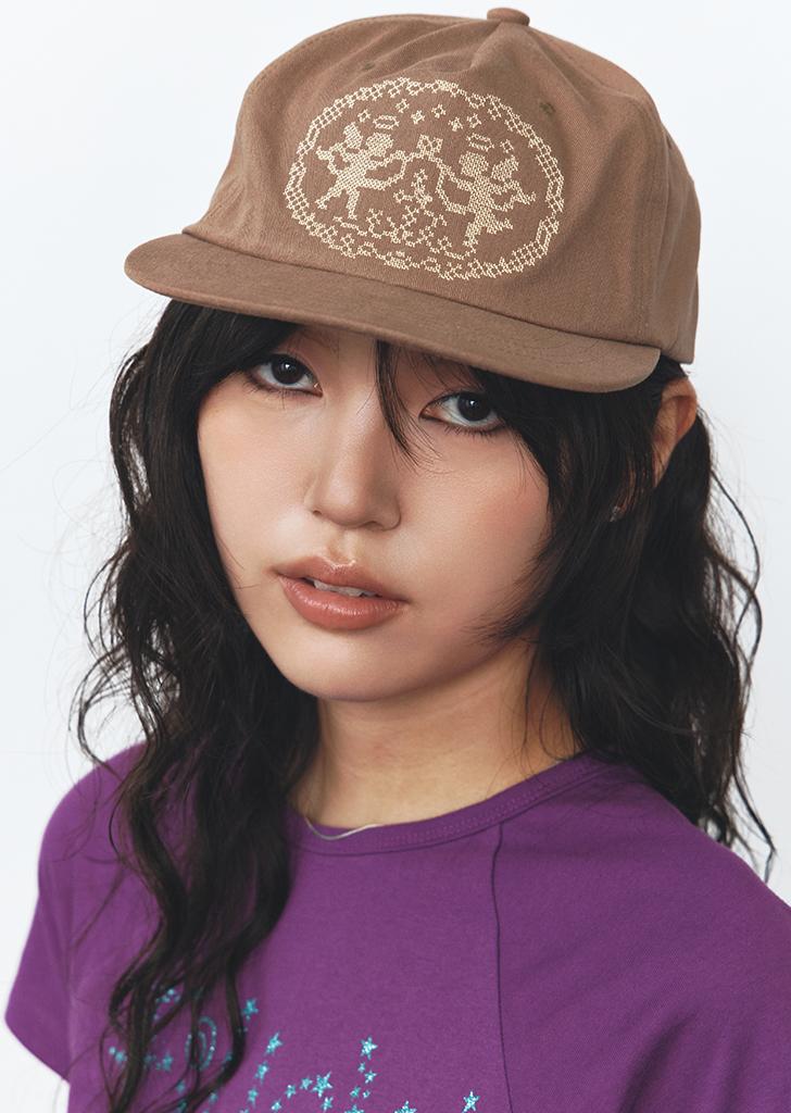 crochet angel cap beige