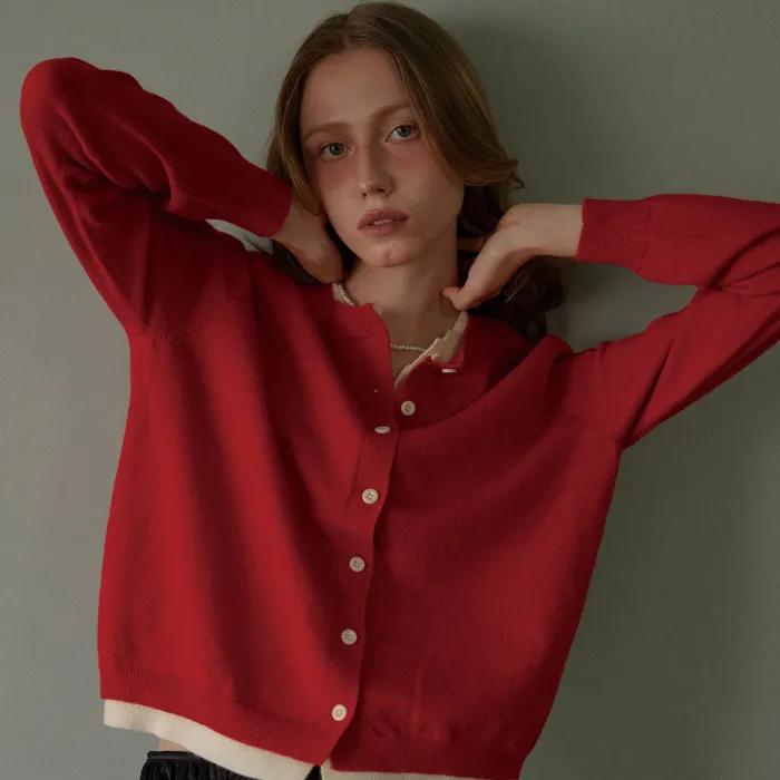 [다빈 PICK] LR BASIC LAYERED CARDIGAN_RED