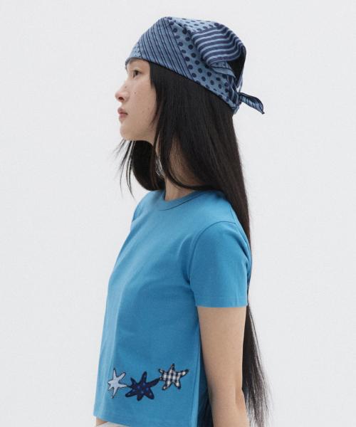 MIX DOT PATTERN SHEER SCARF, BLUE