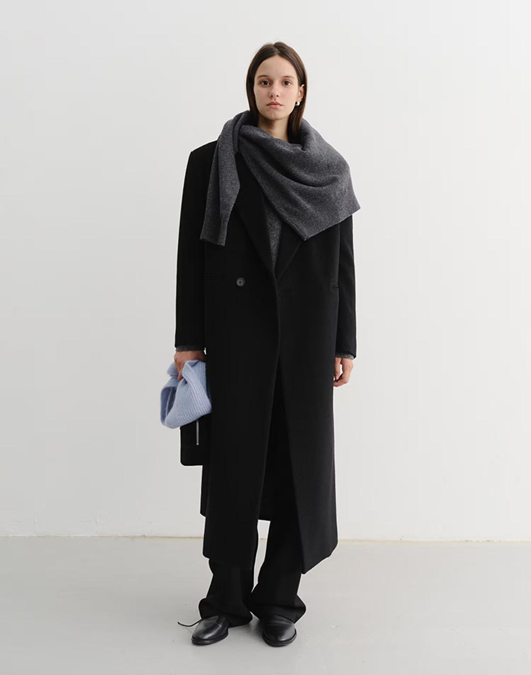UNISEX OVERSIZED DOUBLE COAT BLACK_UDCO5D127BK