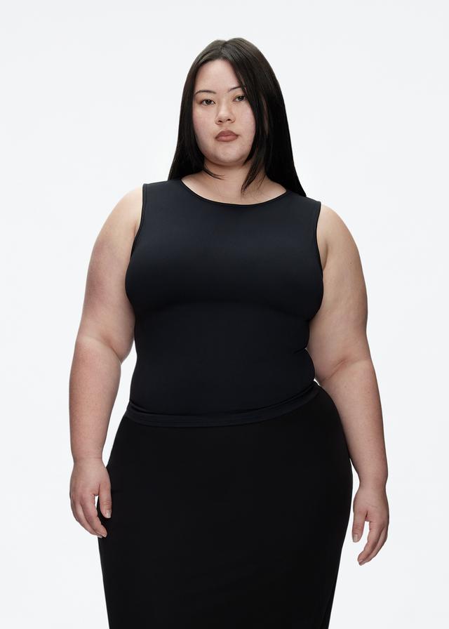 Straight Neck Sleeveless Top in Black - Tank Air