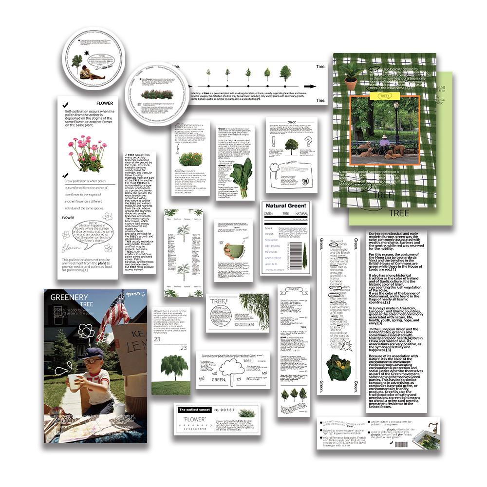 [ Green Tree Typography Pack ] 오브제스티커 오브제 다이어리꾸미기 다꾸 다꾸스티커 스티커 스크랩