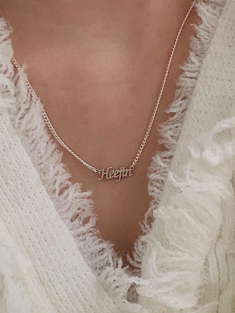 웨브 925실버 레터링 이니셜 컷팅 각인 목걸이-유광
