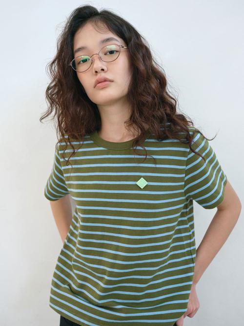 스트라이프 클래식 티셔츠 (Olive)