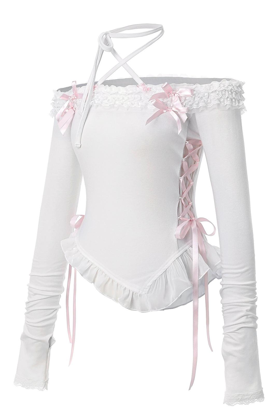 ♥ DOLLY HIME OFF-SHOULDER T ♥ (white)