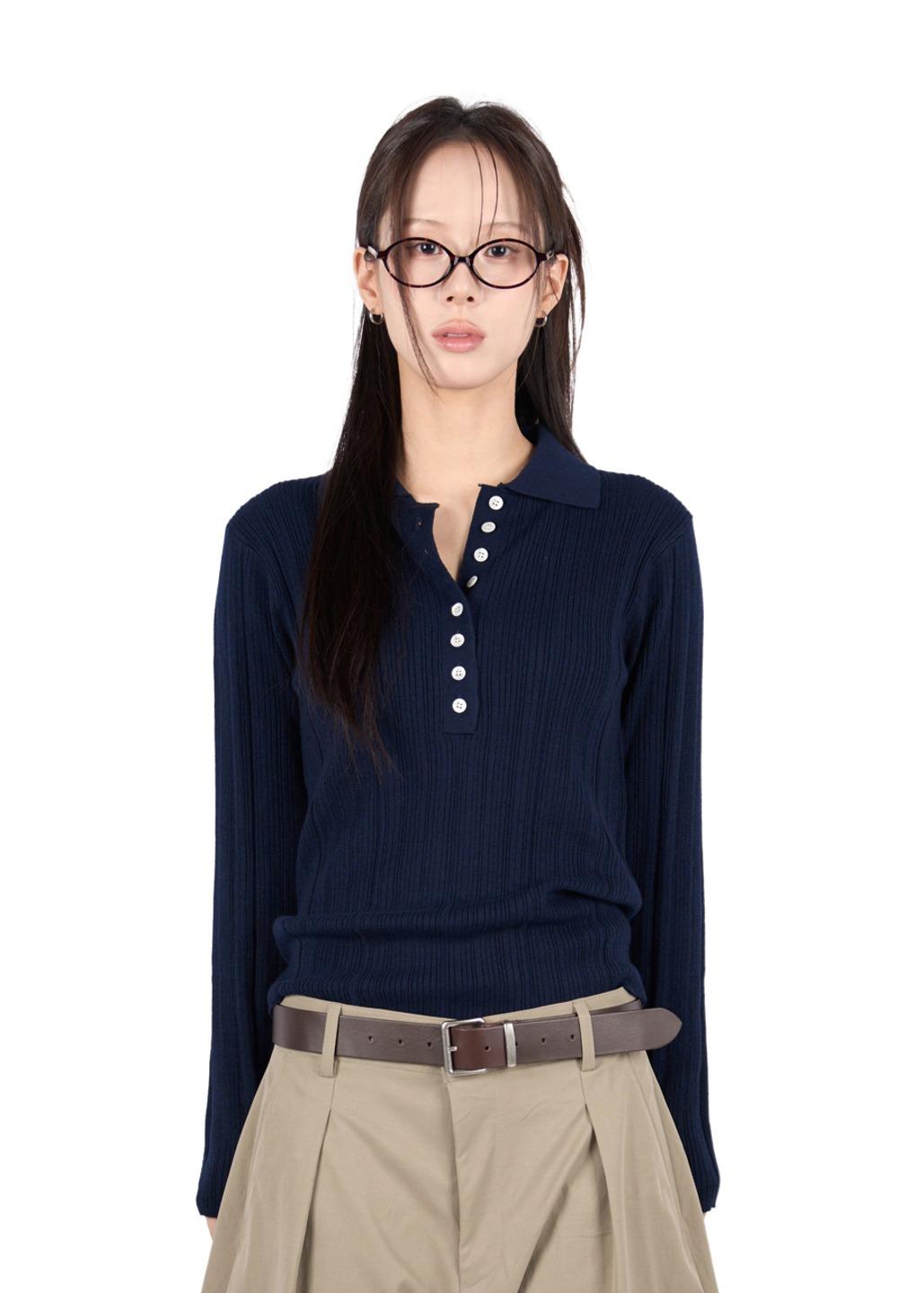 RIBBED BUTTON COLLAR KNIT*10일 소요*
