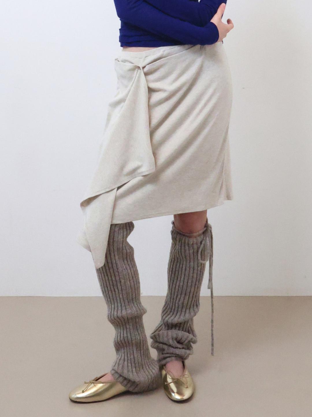 Button Layered Skirt Pants - Ivory