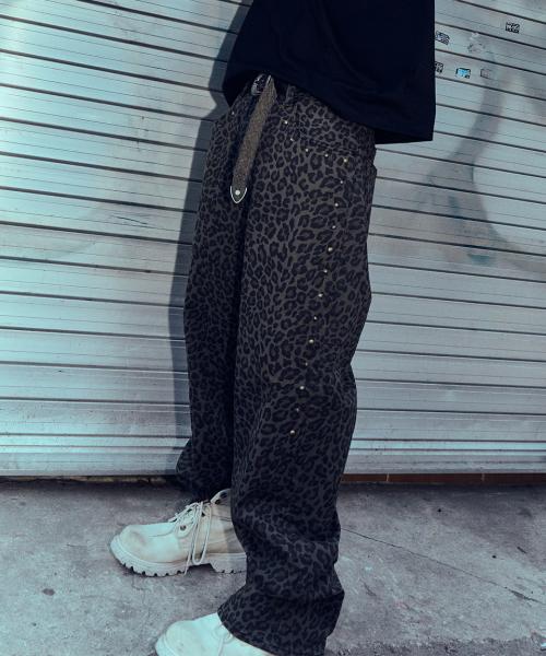 스터드 레오파드 트윌 팬츠 [레오파드]