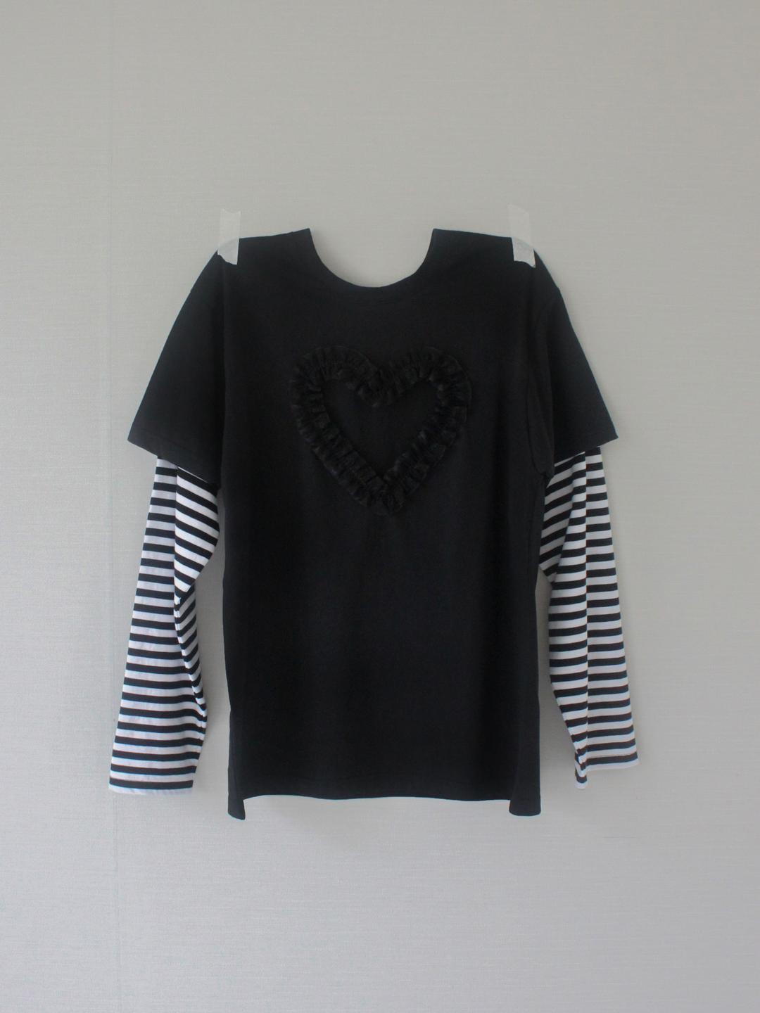 Layered Lace Heart T, black (over-fit)