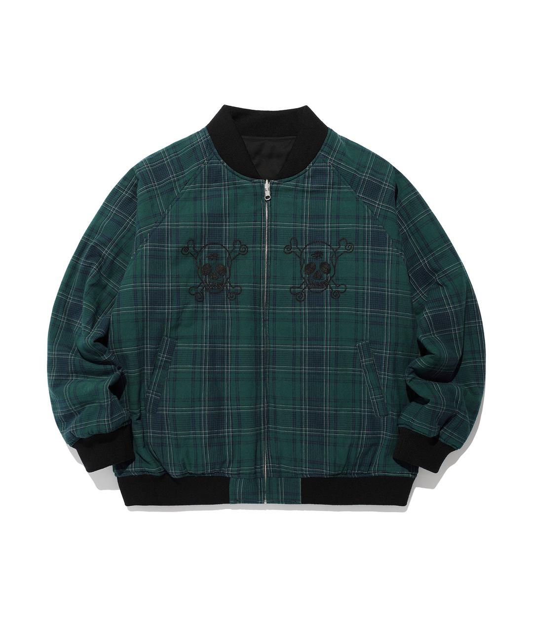 DRESSY CHECKERED SOUVENIR JACKET[BLACK]