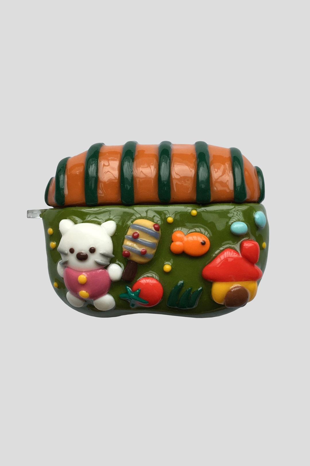 동글동글 에어팟 케이스 - 스트라이프 네코맨