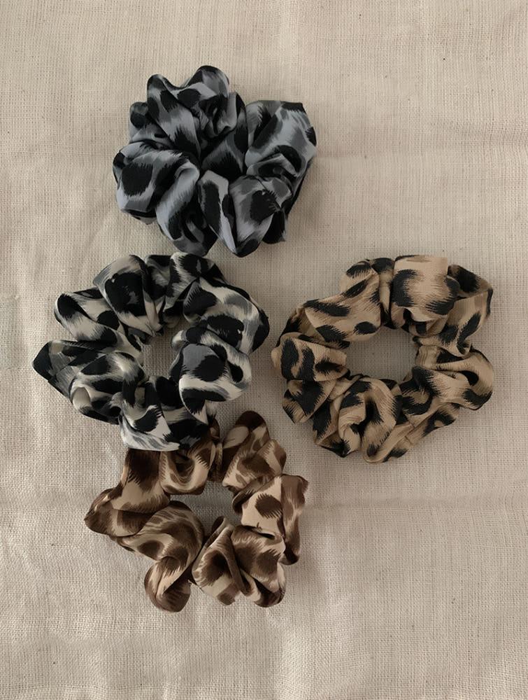 (모앳/머리끈) mini leopard scrunchy 미니 호피무늬 곱창끈 레오파드 헤어끈 스크런치