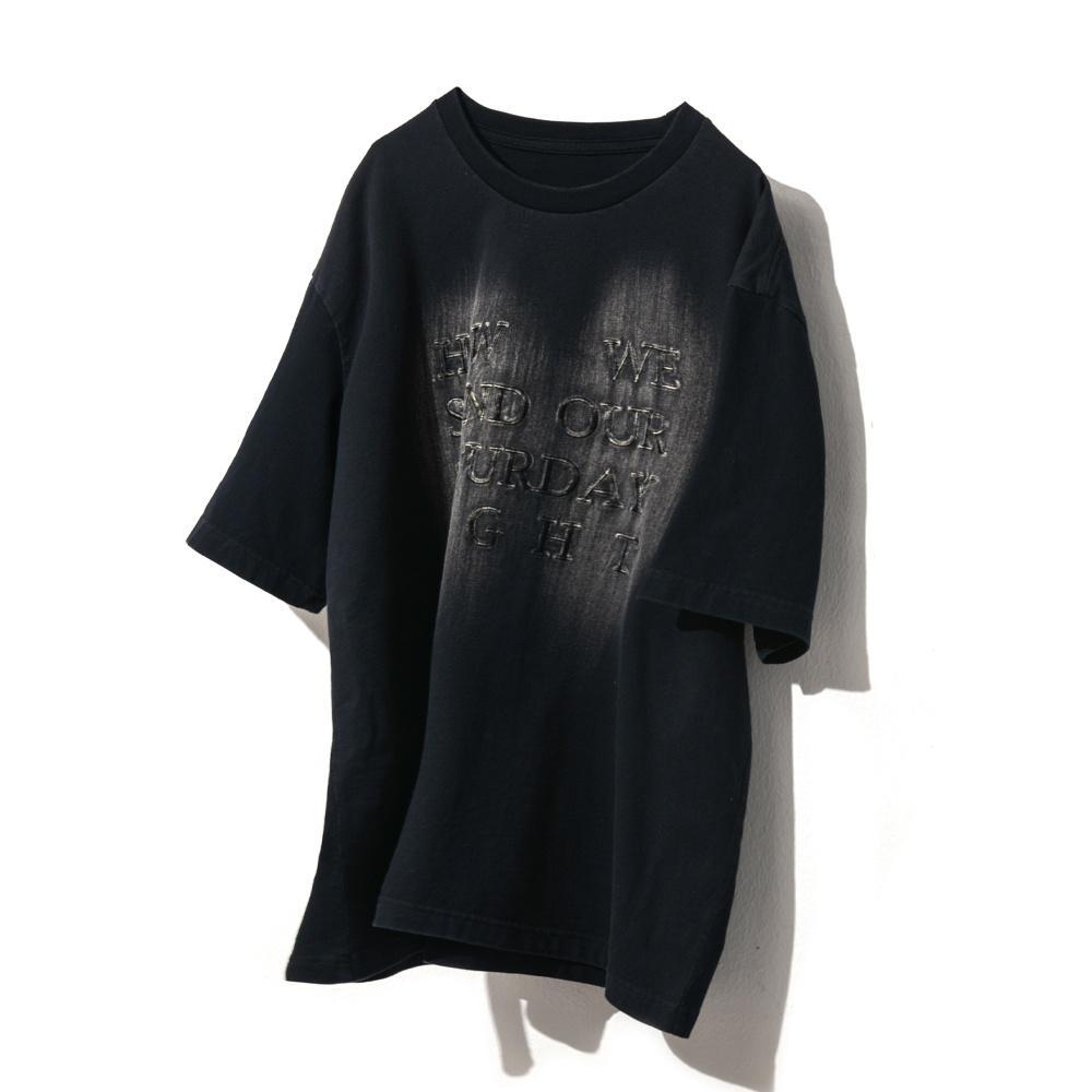 BRUSH FADING HALF SLEEVE T-SHIRTS (BLACK)