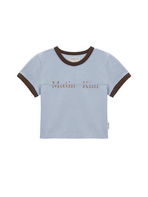 CUTTED LOGO RINGER CROP TOP IN SKY