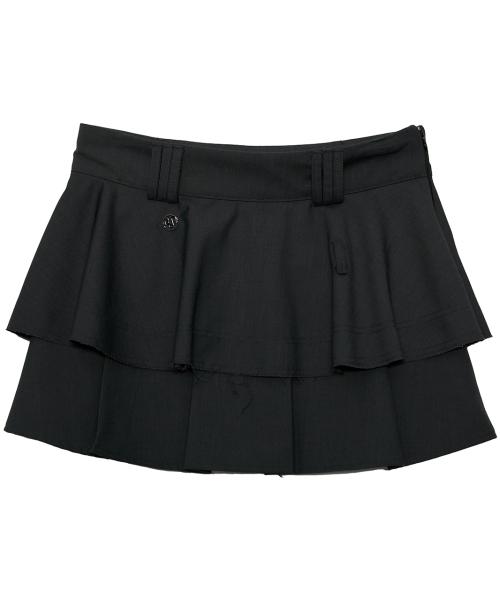 Layered Pleats Skirt (FL-242_Black)