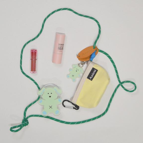 Aeiou Color Nylon Strap (L) with Vegetable LabelWhite Dot and Mountain(Blue)