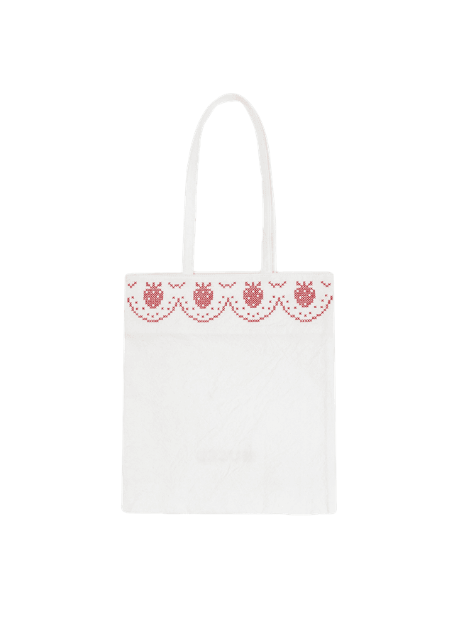 Mused Strawberry Cotton Bag - White