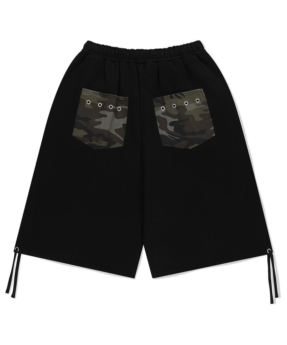 BERMUDA CAMO POCKET SWEATSHORT[BLACK]