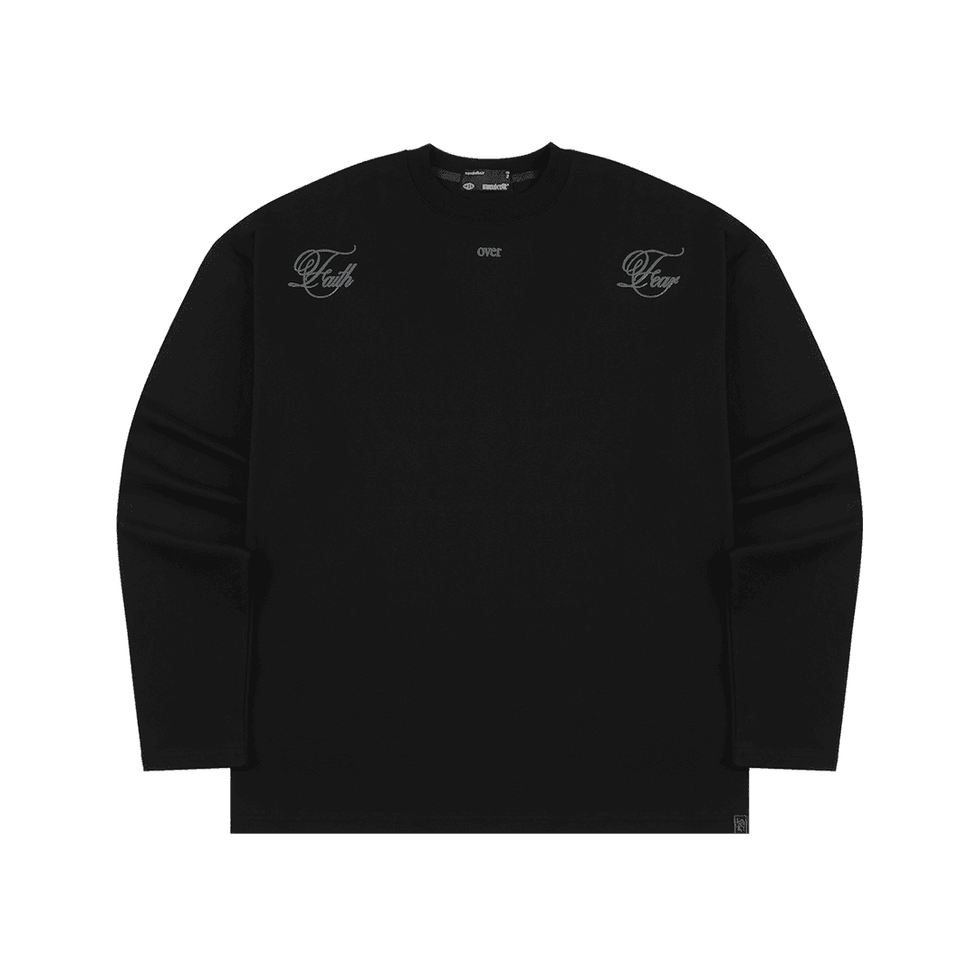 Faith over Fear 롱슬리브 오버핏 티셔츠 블랙