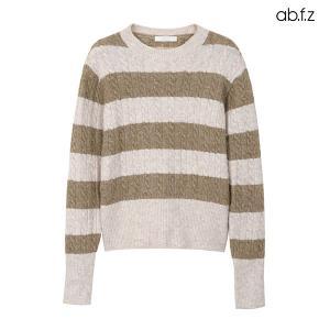 [ab.f.z] 라운드넥 스트라이프 케이블 니트 (AFX1HW46A)