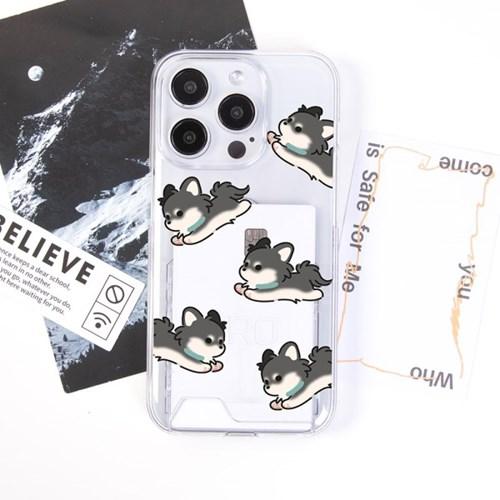 왕왕 귀여워 이너카드 포켓 클리어 젤하드 케이스