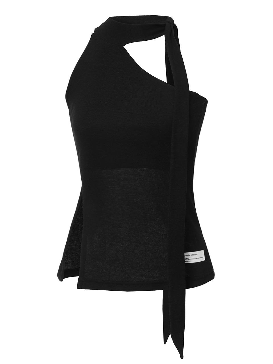 Birth Slit Scarf Top (black)