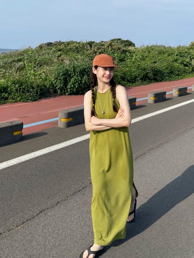 Long tension sleeveless ops 롱 텐션 나시 원피스