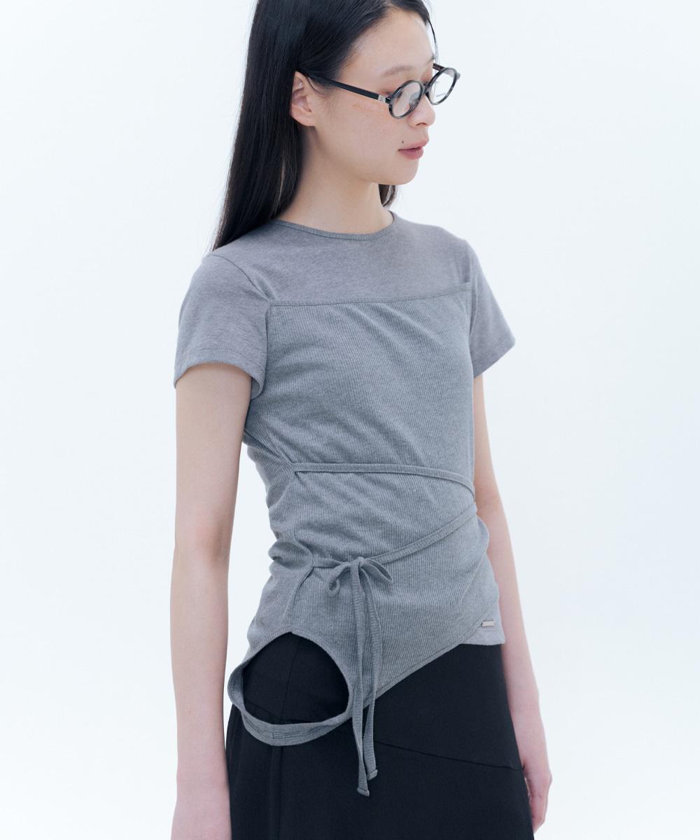 String layered knit top GREY
