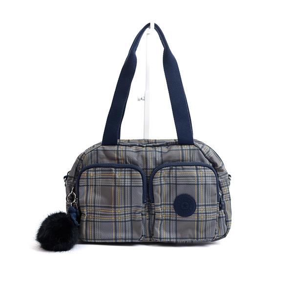 [Kipling] 체크패턴 멀티 포켓 나일론 토트백