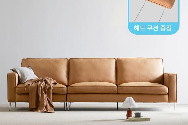 헤드레스트 증정 바움 천연면피가죽 4인 소파 3color