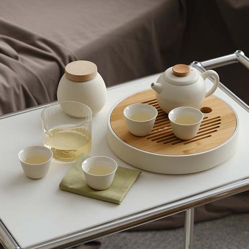 오후두시 크림 다도풀세트 차판세트 입문용다도 차우리기 우리는도구