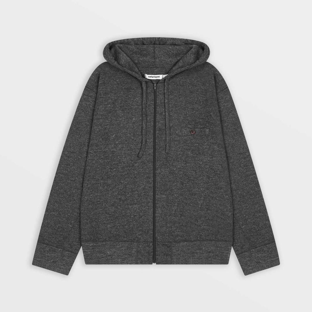 Lightweight Knit Zip Up Hoodie (Charcoal)