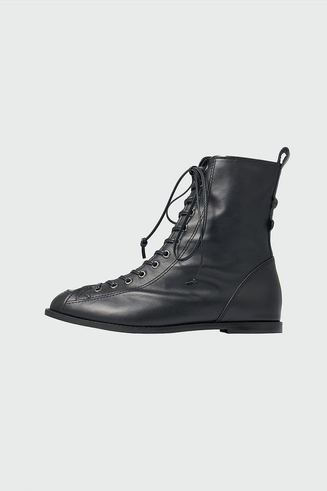 XADIE Lace-Up Flat Boots - Black