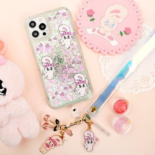 블링 글리터 케이스+멀티 폰스트랩 세트 토끼