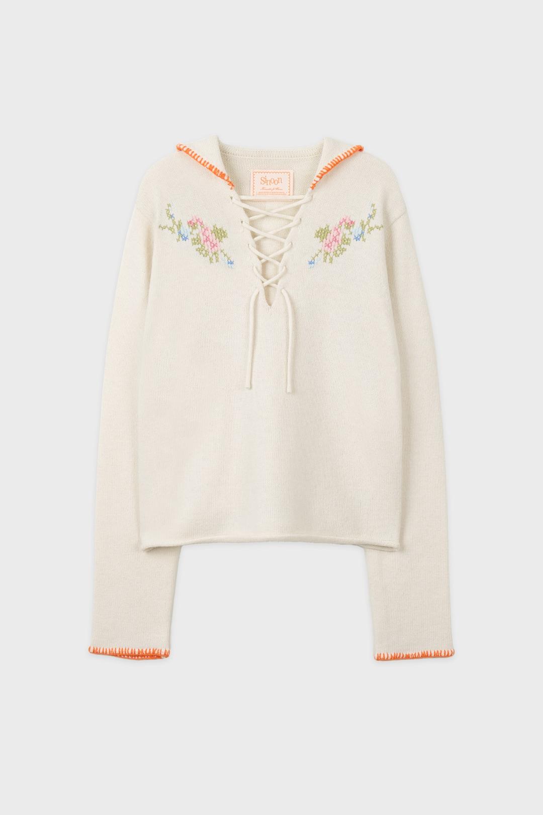 SN Rose Lace-up Collar Knit (Ivory)