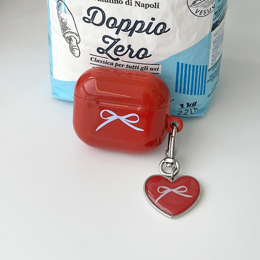 리본 유광 에어팟 케이스(레드)