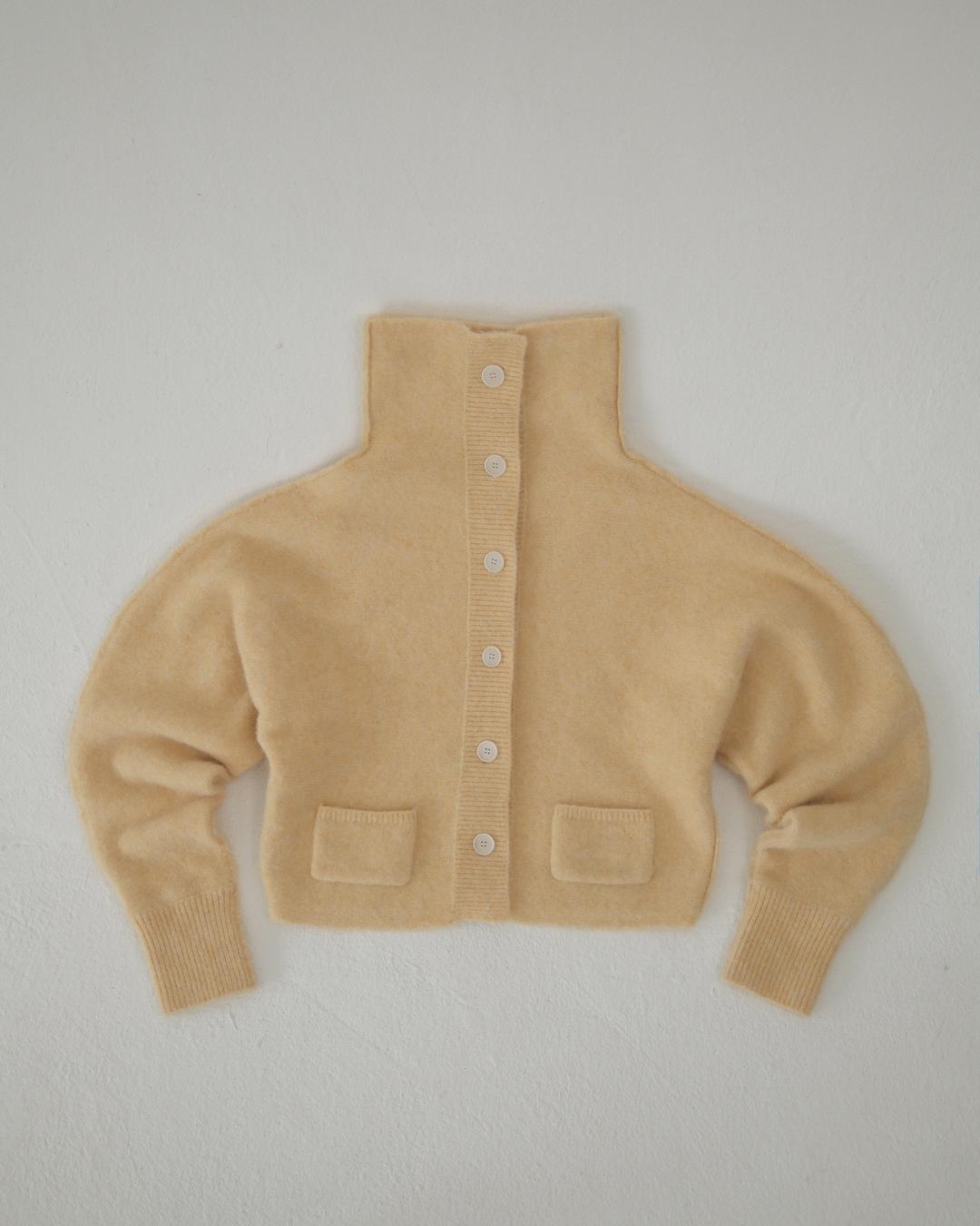 flétta Alpaca Button up Cardigan_Butter