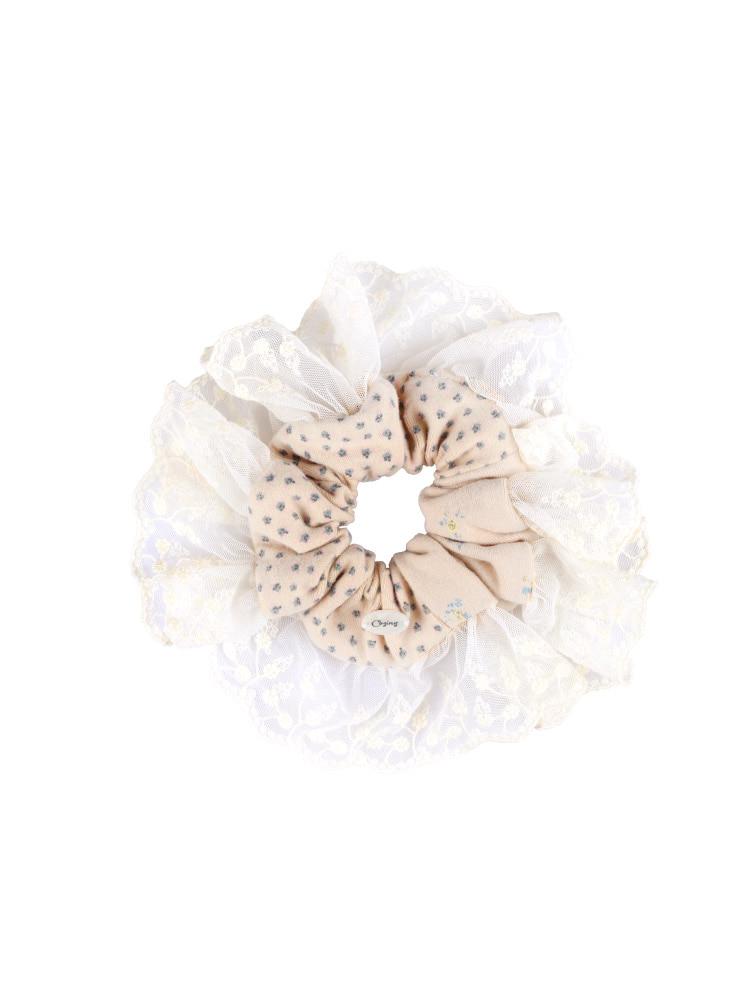 Lace scrunchie_peach beige