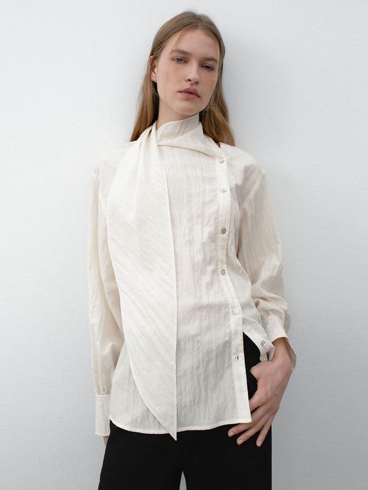 PARCO NATURAL TEXTURE TIE BLOUSE(BL-4355)