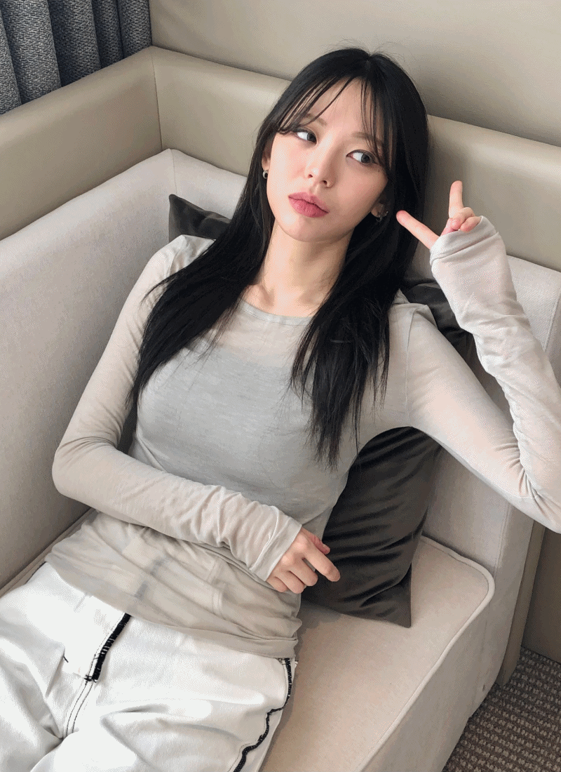 Settia T 세티아 유넥 기본 레이어드 쫀쫀 긴팔티