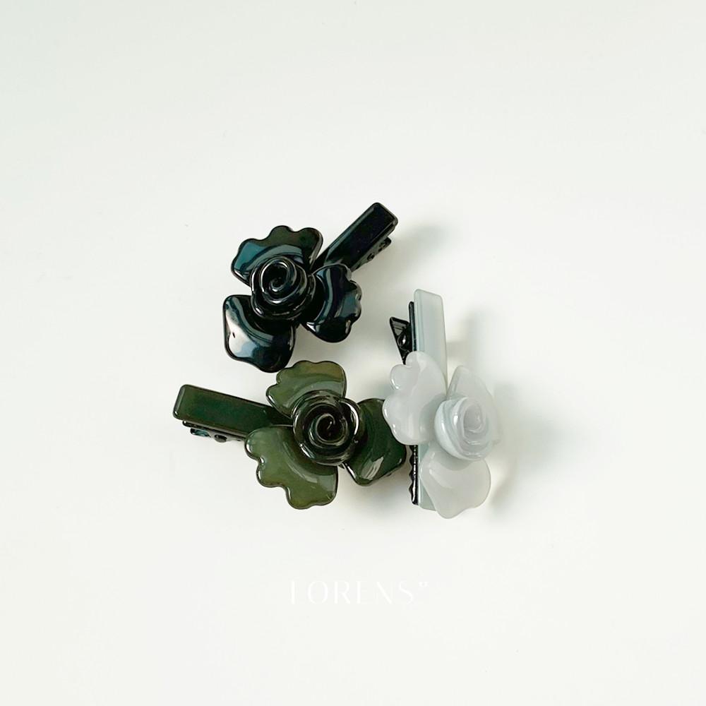 로렌스 매그놀리아 꽃 집게핀 3컬러 셀룰로오스 프랑스핀 악어핀 옆머리 앞머리 고급 헤어핀