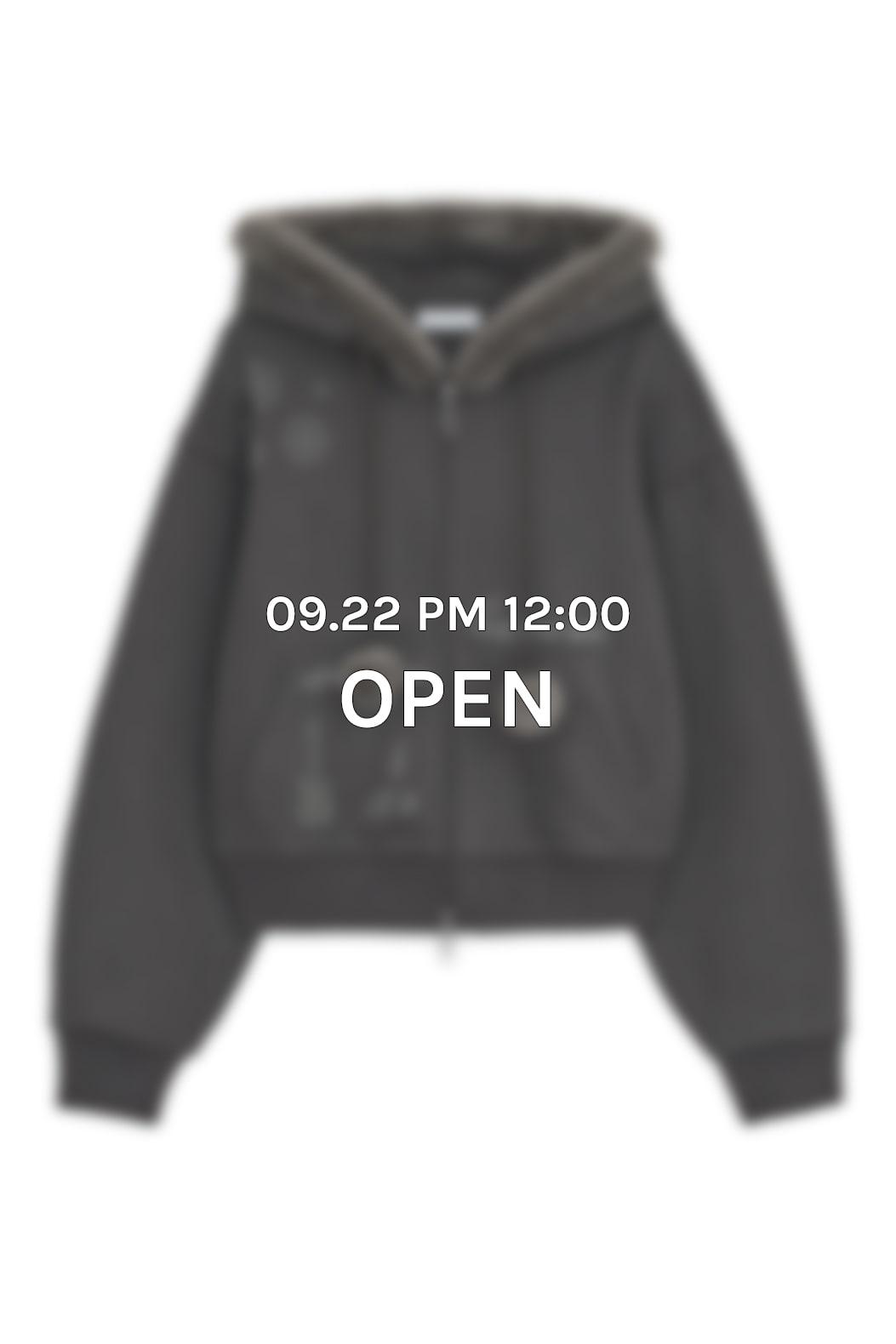 Hotfix fur hoodie zip-up (Charcoal)