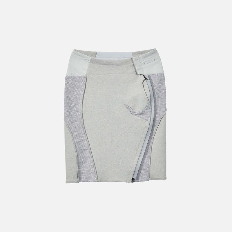 [AESYNCTX : 에이시넥틱스] Y_ ZIP SKIRT LIGHT GREY