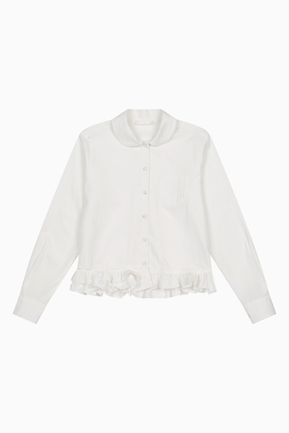 FRILL POCKET BLOUSE, IVORY