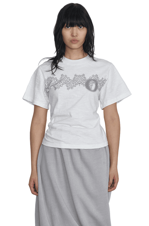 Doily Corset Tee, Dove