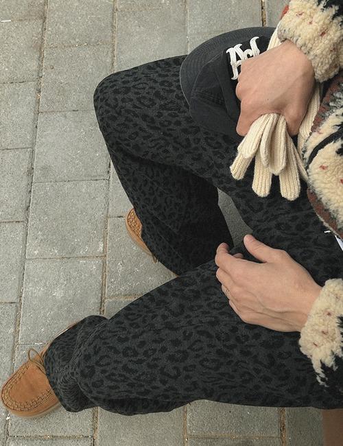 [기모안감] 호피 와이드 밴딩팬츠(2color)