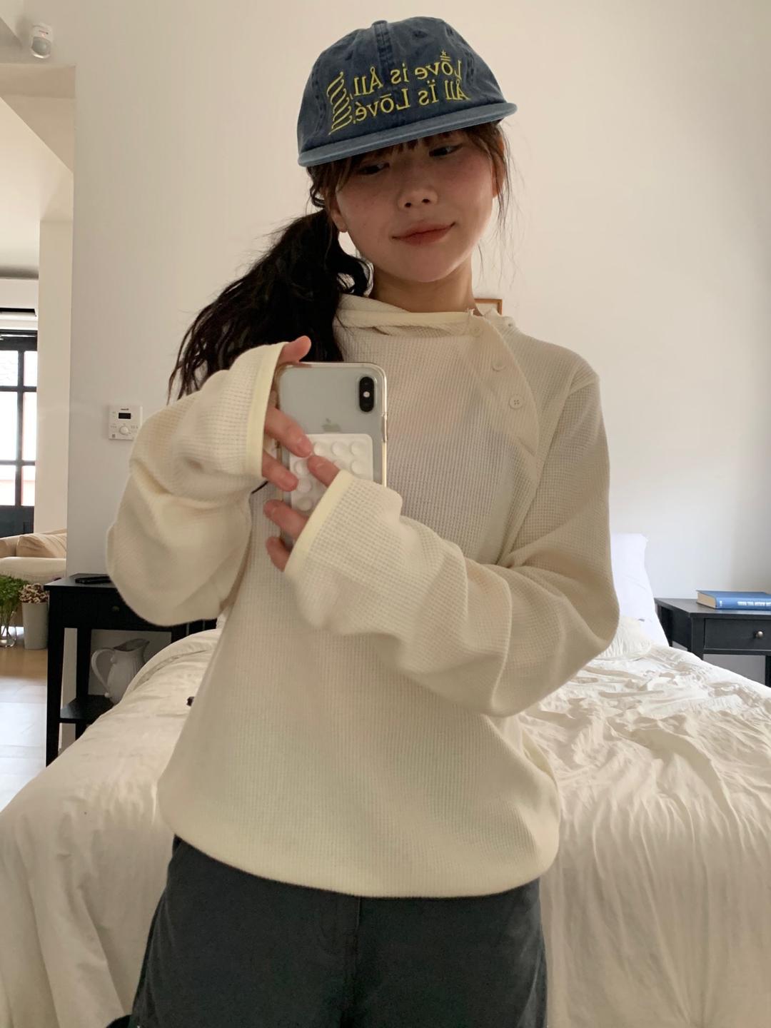 Button waffle hood T